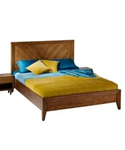 Robin Des Bois Lits Lit Double En Bois Massif Et Sommier 160 Cm Bois Teinté Ciré Foncé