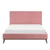 Beliani Lits Lit Double En Velours Rose 160x200