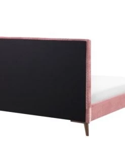 Beliani Lits Lit Double En Velours Rose 160x200 -Sommiers Soldes lit double en velours rose 160x200 5