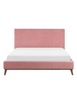 Beliani Lits Lit Double En Velours Rose 180x200 -Sommiers Soldes lit double en velours rose 180x200 3