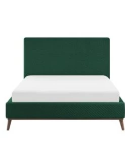 Beliani Lits Lit Double En Velours Vert 140x200