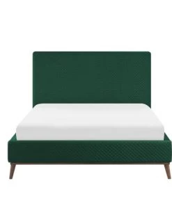 Beliani Lits Lit Double En Velours Vert 140x200 -Sommiers Soldes lit double en velours vert 140x200 3