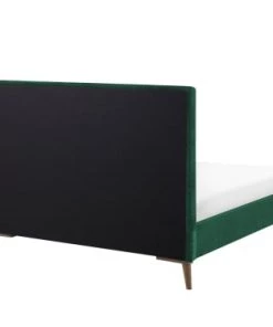 Beliani Lits Lit Double En Velours Vert 140x200 -Sommiers Soldes lit double en velours vert 140x200 5