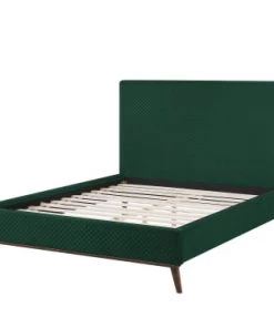 Beliani Lits Lit Double En Velours Vert 140x200 -Sommiers Soldes lit double en velours vert 140x200 6