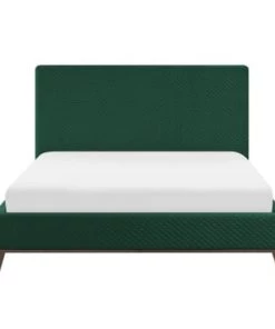 Beliani Lits Lit Double En Velours Vert 160x200