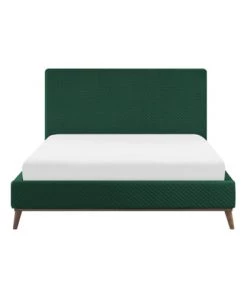 Beliani Lits Lit Double En Velours Vert 160x200 -Sommiers Soldes lit double en velours vert 160x200 3