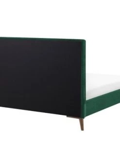 Beliani Lits Lit Double En Velours Vert 160x200 -Sommiers Soldes lit double en velours vert 160x200 5