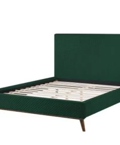 Beliani Lits Lit Double En Velours Vert 160x200 -Sommiers Soldes lit double en velours vert 160x200 6