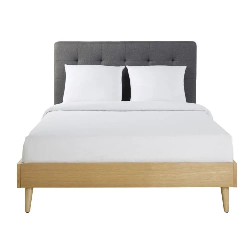 Maisons Du Monde Lits Lit Double Gris Anthracite En Eucalyptus, Couchage 140x190 3 Maisons Du Monde Lits Lit Double Gris Anthracite En Eucalyptus, Couchage 140x190