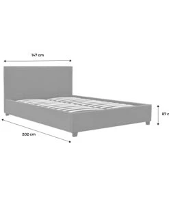 Alice's Garden Lits Lit Double Gris Avec Coffre De Rangement -Sommiers Soldes lit double gris avec coffre de rangement 5