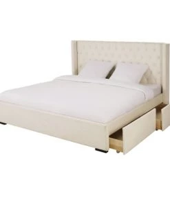 Maisons Du Monde Lits Lit Double Ivoire Avec Rangements, Couchage 180x200 -Sommiers Soldes lit double ivoire avec rangements couchage 180x200 1000 12 11 199558 2