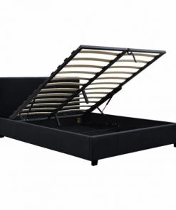 Alice's Garden Lits Lit Double Noir Avec Coffre De Rangement -Sommiers Soldes lit double noir avec coffre de rangement 3