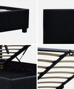 Alice's Garden Lits Lit Double Noir Avec Coffre De Rangement -Sommiers Soldes lit double noir avec coffre de rangement 4