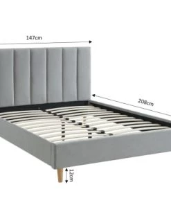 Baita Lits Lit Double Tissu Gris Perle 140x190 Sommier Inclus -Sommiers Soldes lit double tissu gris perle 140x190 sommier inclus 3