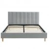 Baita Lits Lit Double Tissu Gris Perle 160x200 Sommier Inclus