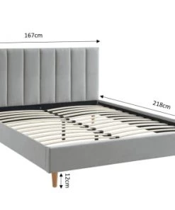 Baita Lits Lit Double Tissu Gris Perle 160x200 Sommier Inclus -Sommiers Soldes lit double tissu gris perle 160x200 sommier inclus 3