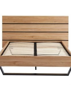 Baita Lits Lit Effet Chêne Et Métal Noir 140x190 Sommier Inclus