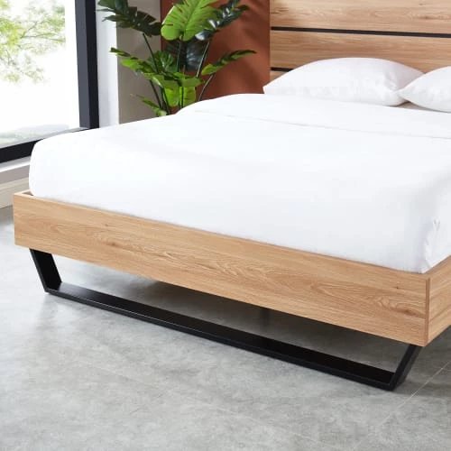 Baita Lits Lit Effet Chêne Et Métal Noir 140x190 Sommier Inclus 7 Baita Lits Lit Effet Chêne Et Métal Noir 140x190 Sommier Inclus – Image 5