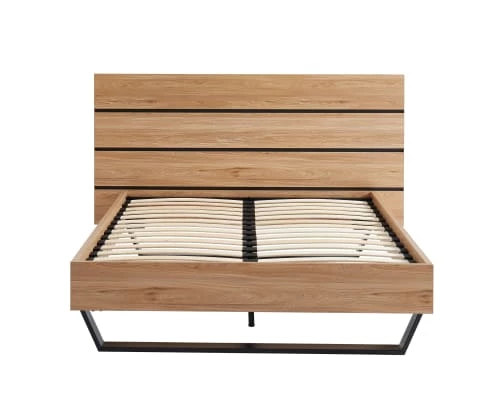 Baita Lits Lit Effet Chêne Et Métal Noir 140x190 Sommier Inclus 3 Baita Lits Lit Effet Chêne Et Métal Noir 140x190 Sommier Inclus