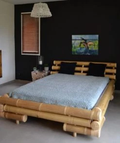 HYDILE Lits Lit En Bambou 140*190 -Sommiers Soldes lit en bambou 140 190 1