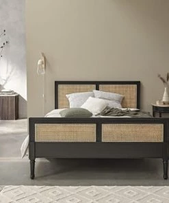 Bois Dessus Bois Dessous Lits Lit En Bois Massif Et Cannage 160 Cm -Sommiers Soldes lit en bois massif et cannage 160 cm 1