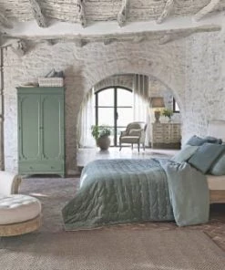 Maisons Du Monde Lits Et Linge De Lit Lit En Manguier Blanchi Et Lin 160x200 -Sommiers Soldes lit en manguier blanchi et lin 160x200 1000 7 0 166624 6