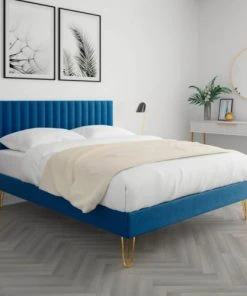 Homifab Lits Lit En Velours Bleu Nuit 140x190 Avec Sommier Et Tête De Lit 9 Homifab Lits Lit En Velours Bleu Nuit 140x190 Avec Sommier Et Tête De Lit -Sommiers Soldes lit en velours bleu nuit 140x190 avec sommier et tete de lit 2