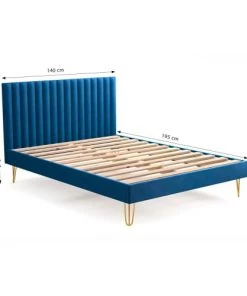 Homifab Lits Lit En Velours Bleu Nuit 140x190 Avec Sommier Et Tête De Lit 11 Homifab Lits Lit En Velours Bleu Nuit 140x190 Avec Sommier Et Tête De Lit -Sommiers Soldes lit en velours bleu nuit 140x190 avec sommier et tete de lit 4