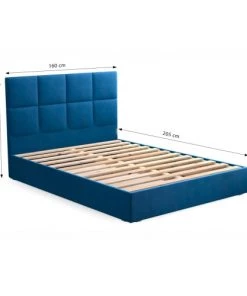 Homifab Lits Lit En Velours Bleu Nuit 160x200 Avec Sommier Et Tête De Lit Carrée 10 Homifab Lits Lit En Velours Bleu Nuit 160x200 Avec Sommier Et Tête De Lit Carrée -Sommiers Soldes lit en velours bleu nuit 160x200 avec sommier et tete de lit carree 3