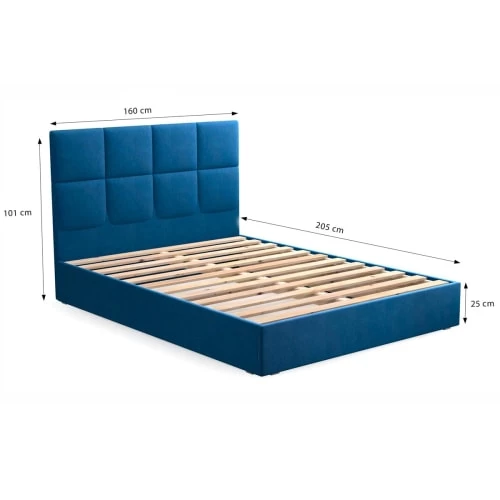 Homifab Lits Lit En Velours Bleu Nuit 160x200 Avec Sommier Et Tête De Lit Carrée 6 Homifab Lits Lit En Velours Bleu Nuit 160x200 Avec Sommier Et Tête De Lit Carrée – Image 4