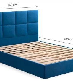 Homifab Lits Lit En Velours Bleu Nuit 160x200 Avec Sommier Et Tête De Lit Carrée 11 Homifab Lits Lit En Velours Bleu Nuit 160x200 Avec Sommier Et Tête De Lit Carrée -Sommiers Soldes lit en velours bleu nuit 160x200 avec sommier et tete de lit carree 4