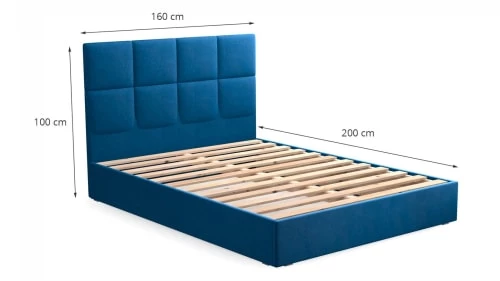 Homifab Lits Lit En Velours Bleu Nuit 160x200 Avec Sommier Et Tête De Lit Carrée 7 Homifab Lits Lit En Velours Bleu Nuit 160x200 Avec Sommier Et Tête De Lit Carrée – Image 5