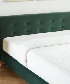 Homifab Lits Lit En Velours Vert 140x190 Avec Sommier à Lattes Et Tête De Lit -Sommiers Soldes lit en velours vert 140x190 avec sommier a lattes et tete de lit 5