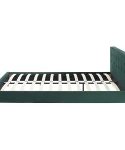 Homifab Lits Lit En Velours Vert 160x200 Avec Sommier à Lattes Et Tête De Lit -Sommiers Soldes lit en velours vert 160x200 avec sommier a lattes et tete de lit 4
