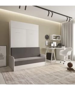 Calicosy Lits Lit Escamotable Avec Sofa Et Accoudoirs Blanc - 140X200 9 Calicosy Lits Lit Escamotable Avec Sofa Et Accoudoirs Blanc - 140X200 -Sommiers Soldes lit escamotable avec sofa et accoudoirs blanc 140x200 4