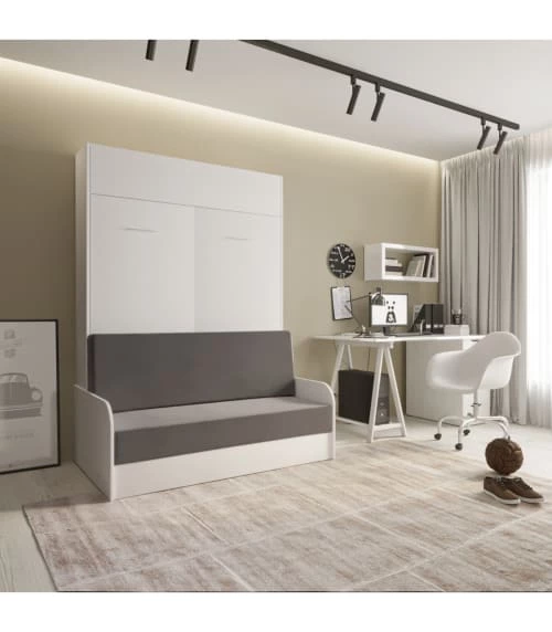 Calicosy Lits Lit Escamotable Avec Sofa Et Accoudoirs Blanc - 140X200 6 Calicosy Lits Lit Escamotable Avec Sofa Et Accoudoirs Blanc - 140X200 – Image 4