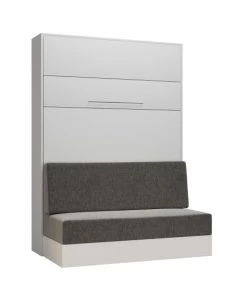 Calicosy Lits Lit Escamotable Blanc Avec Sofa Sans Accoudoirs - 140X200 -Sommiers Soldes lit escamotable blanc avec sofa sans accoudoirs 140x200 3