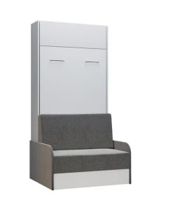 Calicosy Lits Lit Escamotable Blanc Et Sofa Avec Accoudoirs 1 Place - 90X200 -Sommiers Soldes lit escamotable blanc et sofa avec accoudoirs 1 place 90x200 3