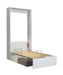 Calicosy Lits Lit Escamotable Blanc Et Sofa Sans Accoudoirs - 1 Place - 90X200