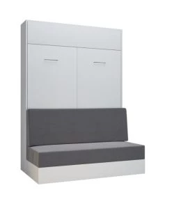 Calicosy Lits Lit Escamotable Blanc Et Sofa Sans Accoudoirs - 140X200 -Sommiers Soldes lit escamotable blanc et sofa sans accoudoirs 140x200 3