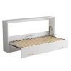 Calicosy Lits Lit Escamotable Horizontal 1 Place Avec Pied - 90 X 200 Cm - Blanc