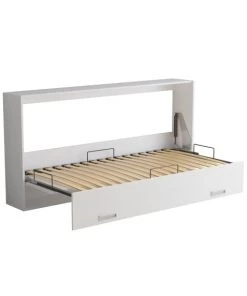 Calicosy Lits Lit Escamotable Horizontal 1 Place Avec Pied - 90 X 200 Cm - Blanc
