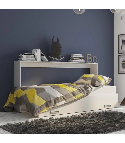 Calicosy Lits Lit Escamotable Horizontal 1 Place Avec Pied - 90 X 200 Cm - Blanc 4 Calicosy Lits Lit Escamotable Horizontal 1 Place Avec Pied - 90 X 200 Cm - Blanc – Image 2