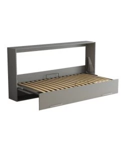 Calicosy Lits Lit Escamotable Horizontal 1 Place Avec Pied - 90 X 200 Cm - Gris