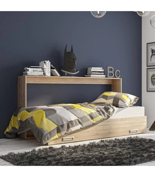 Calicosy Lits Lit Escamotable Horizontal 1 Place Avec Pied - 90 X 200 Cm - Marron 4 Calicosy Lits Lit Escamotable Horizontal 1 Place Avec Pied - 90 X 200 Cm - Marron – Image 2