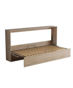 Calicosy Lits Lit Escamotable Horizontal 1 Place Avec Pied - 90 X 200 Cm - Marron