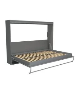 Calicosy Lits Lit Escamotable Horizontal 2 Places - 160 X 200 Cm - Gris