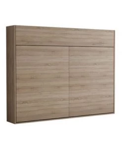 Calicosy Lits Lit Escamotable Horizontal 2 Places Avec Pied - 140 X 200 - Marron -Sommiers Soldes lit escamotable horizontal 2 places avec pied 140 x 200 marron 2