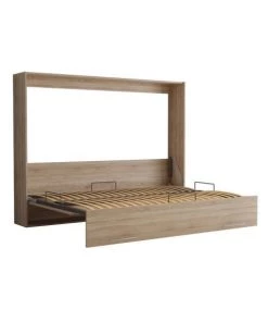 Calicosy Lits Lit Escamotable Horizontal 2 Places Avec Pied - 140 X 200 - Marron