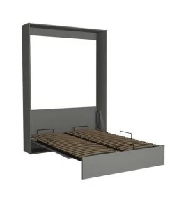 Calicosy Lits Lit Escamotable Vertical 1-2 Places - 140 X 200 Cm - Gris